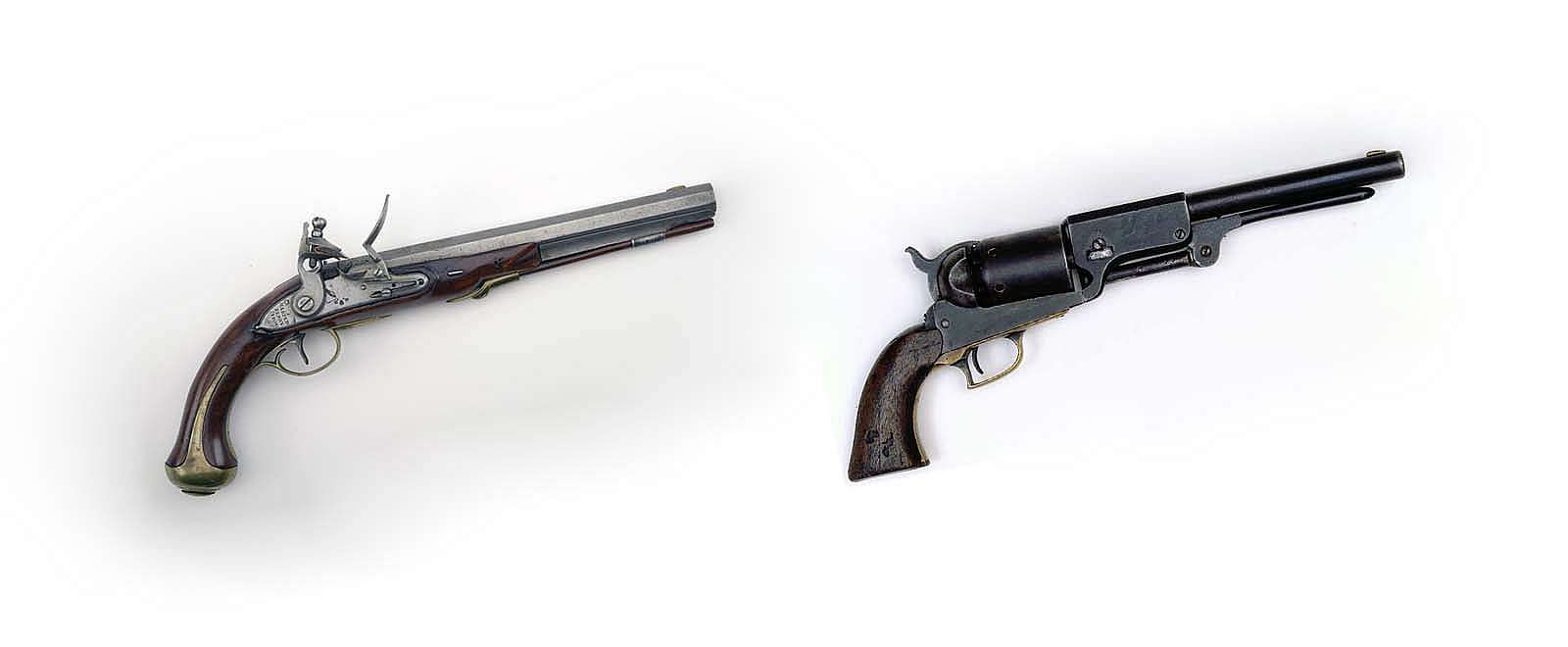 Winchester 1805 (1988.8.3888) and Colt Walker 1847 (1996.12.1)