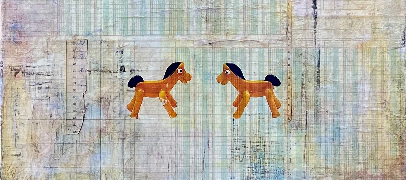 Al Hubbard, "Tracking," 2024. Mixed media on canvas, 20 x 16 inches. (detail)
