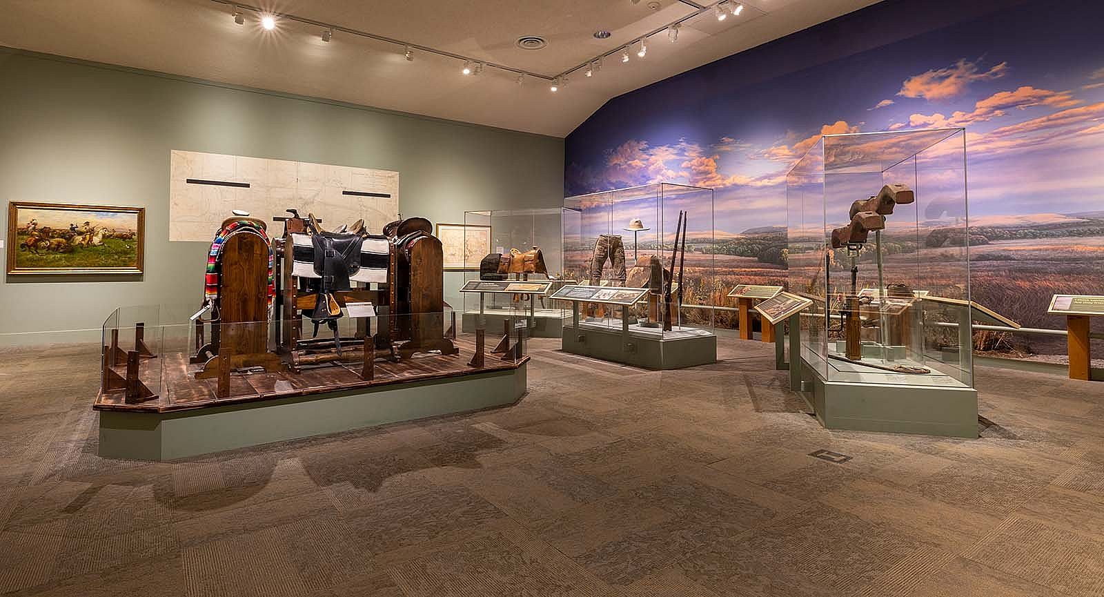 Exhibit of saddles in the Buffalo Bill Museum.