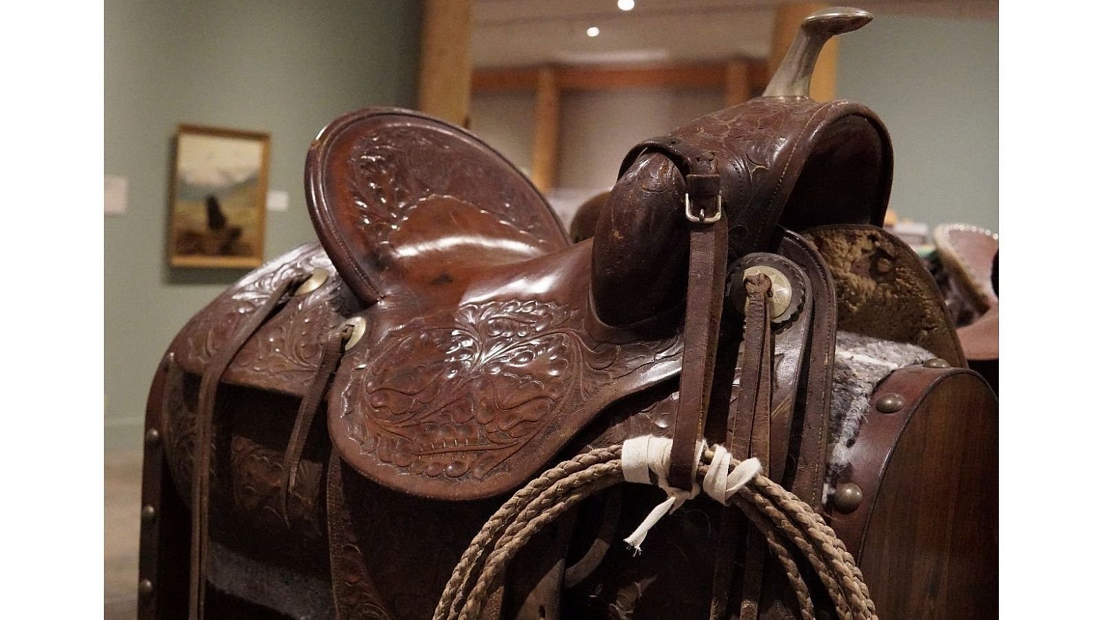 Close-up of the Stock Saddle, highlighting its sturdy design and intricate leatherwork.