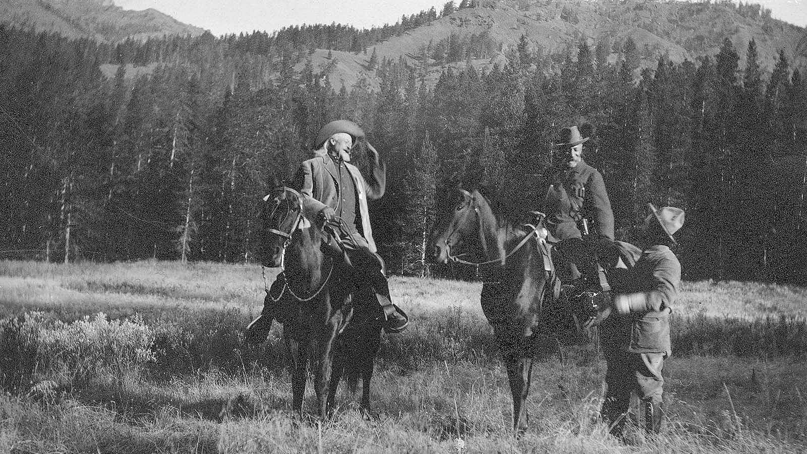 William F. “Buffalo Bill” Cody (left) and Prince Albert I of Monaco (right) during Albert’s hunting trip to Wyoming, 1913. MS 6 William F. Cody Collection, McCracken Research Library, Buffalo Bill Center of the West, Cody, Wyoming, USA. P.69.1154