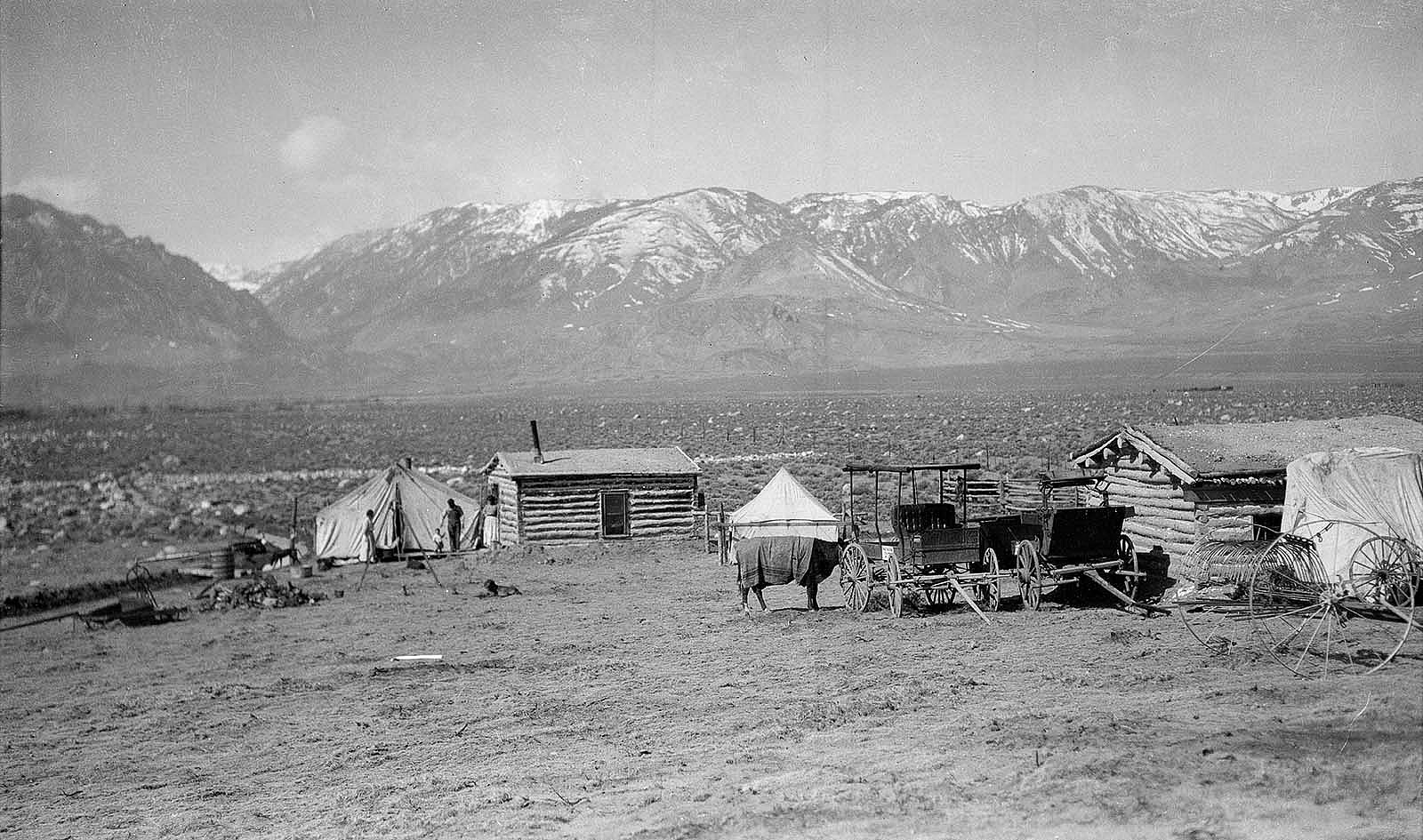 The Frost and Richard base of operations near Clark, Wyoming, around 1906–1908. They ran several trap lines throughout the area, from Heart Mountain to Line Creek, processing the pelts of wolves, coyotes, martins, foxes and anything else that had good fur. Ned ran the trapline while Fred Richard would skin and process the animal pelts. The money they earned from this allowed them to purchase and build the Frost & Richard Ranch on the Northfork.