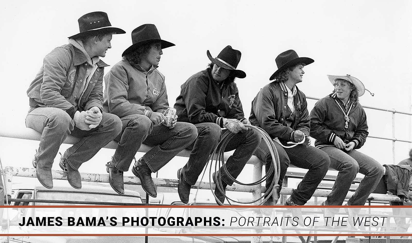 James Bama (1926 – 2022), Rodeo Riders, College Rodeo, Cody, WY, 1985. Black and white photograph. MS 243 James Bama Collection. P.243.02465