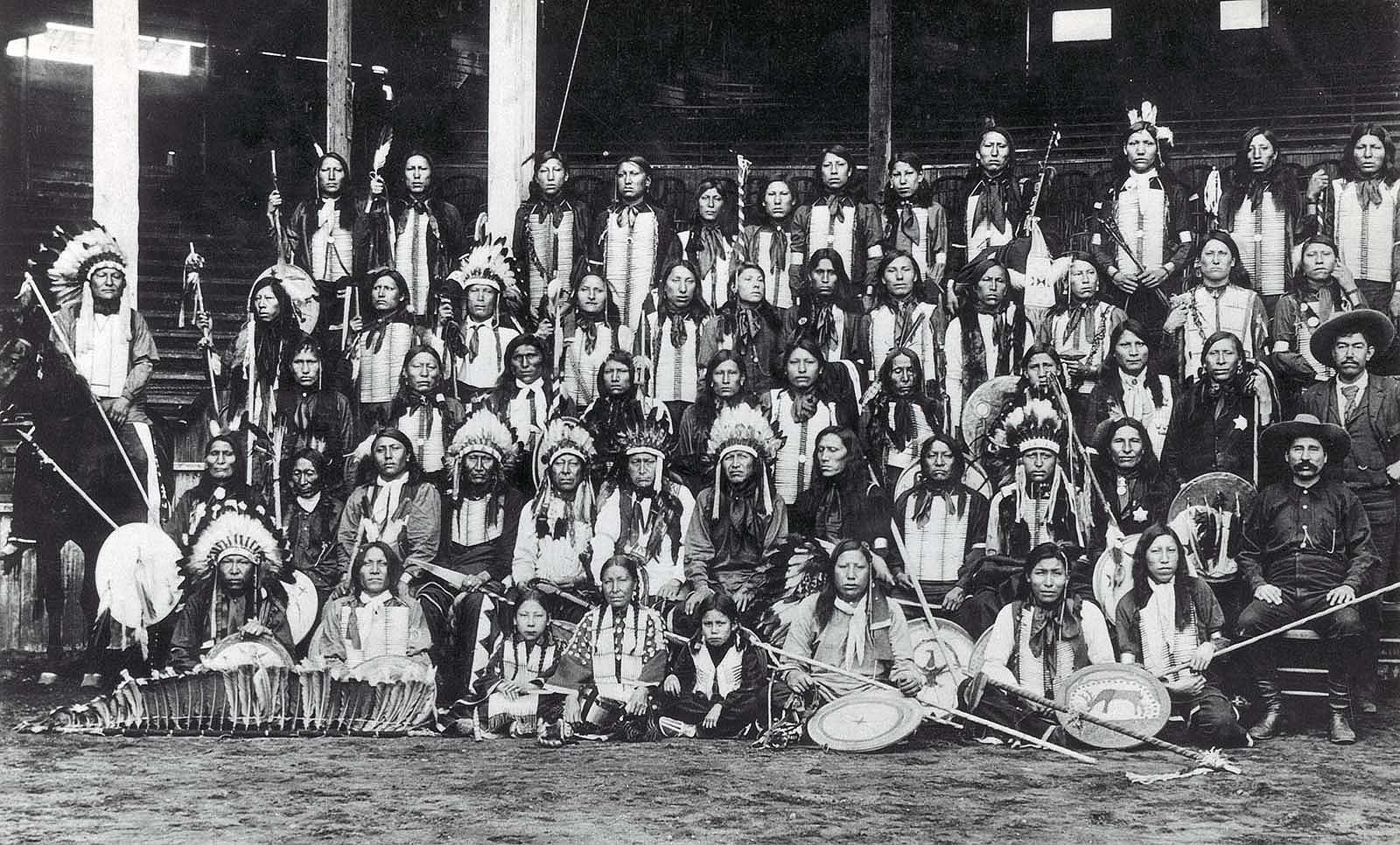 From this photograph of the Indians in Buffalo Bill's Wild West at Chicago in 1893, it's clear that Native Americans formed a large and integral part of the Wild West. If they hadn't been able to perform, the show would have suffered immensely. MS71 Vincent Mercaldo Collection. P.71.1563