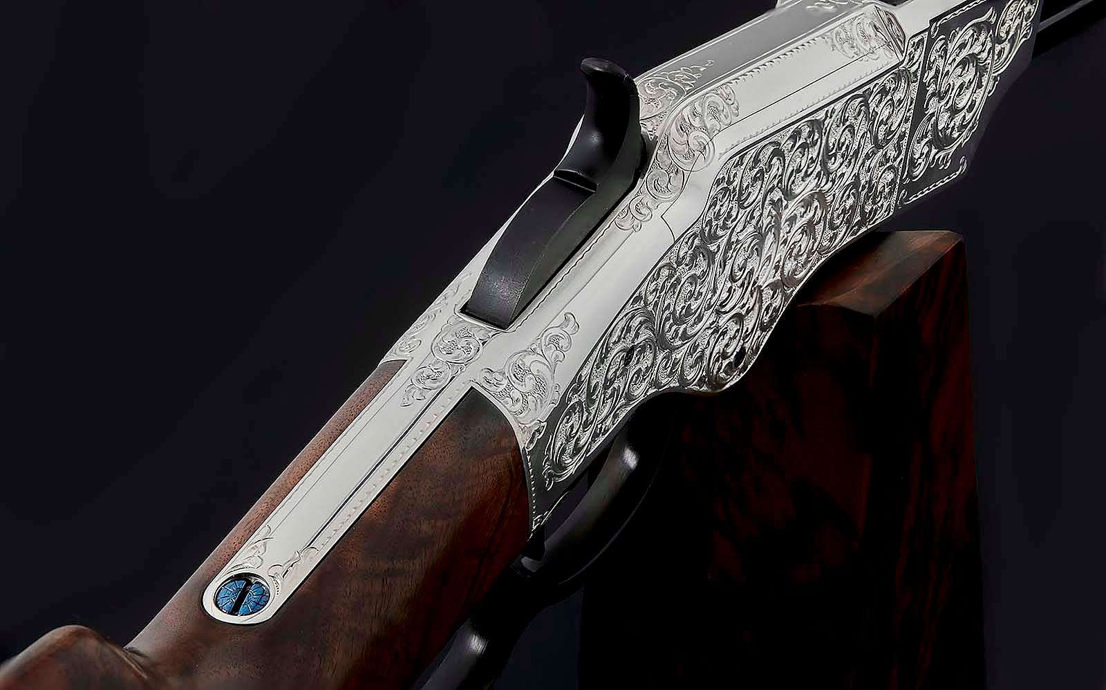 Detail of engraving on Henry Rifle auctioned by the Cody Firearms Museum.