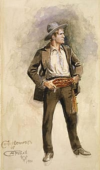 Charles M. Russell (1864-1926). Self Portrait, 1900. Watercolor on paper, 12.375 x 6.875 inches. Gift of Charles Ulrick and Josephine Bay Foundation, Inc. 98.60