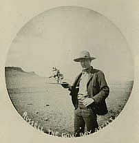 Fig. 7: Russell with cowboy sculpture, ca. 1897. C.M. Russell Museum, Great Falls, Montana.