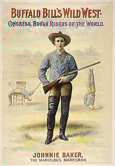 Lithograph, Buffalo Bill's Wild West poster featuring Johnny Baker, 1893. Gift of The Coe Foundation. 1.69.18