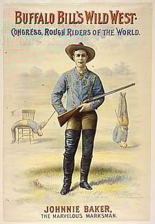 Lithograph, Buffalo Bill's Wild West poster featuring Johnny Baker, 1893. Gift of The Coe Foundation. 1.69.18
