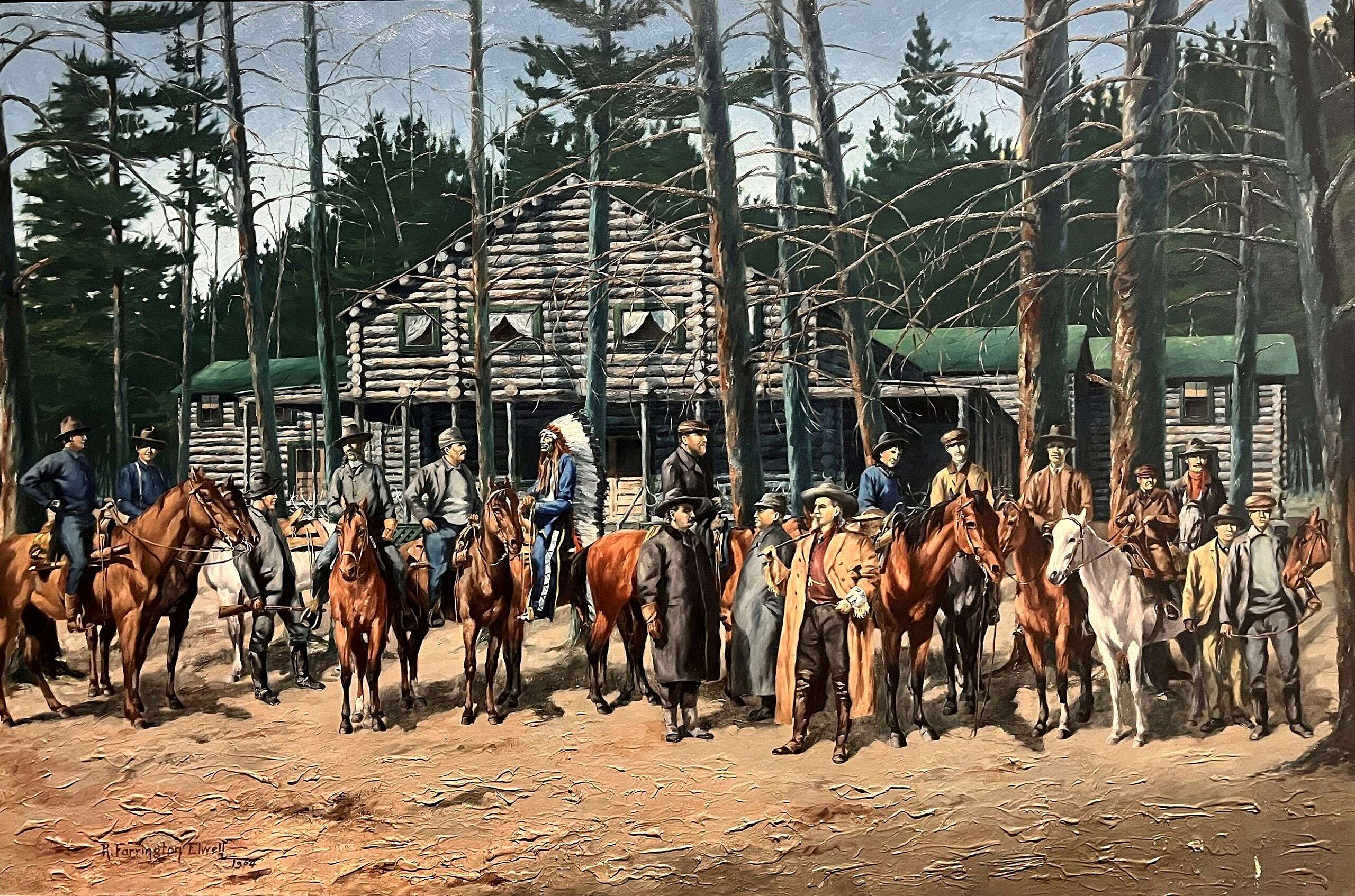 R. Farrington Elwell (1874 – 1962). Pahaska Tepee Hunting Camp, 1904. Oil on canvas, 40.5 x 60 inches. Bequest in memory of Houx and Newell families. 12.64