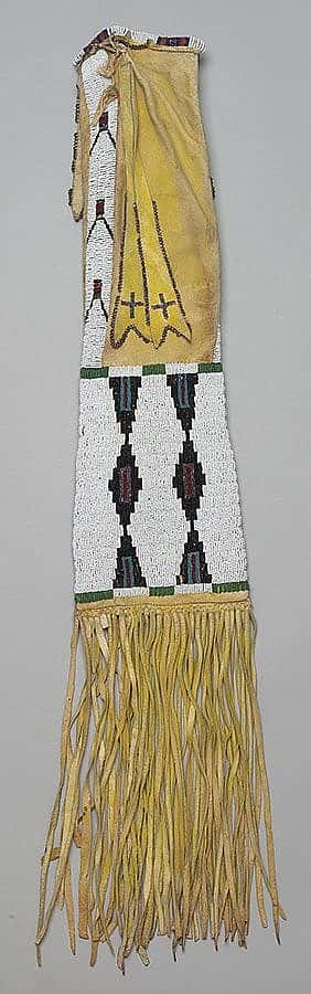 Pipe Bag. Tsistsistas (Cheyenne), Montana, ca. 1890. Tanned deer hide, pigment, seed beads. Adolf Spohr Collection, Gift of Larry Sheerin. NA.504.107