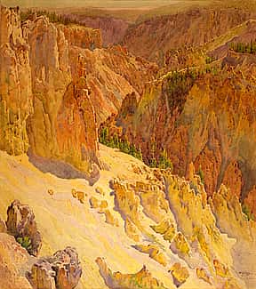 Gunnar Widforss (1879–1934). Yellowstone Canyon, 1924. Watercolor on paper, 19.75 x 17.25 inches. Gift of Mrs. Horace M. Albright. 25.61