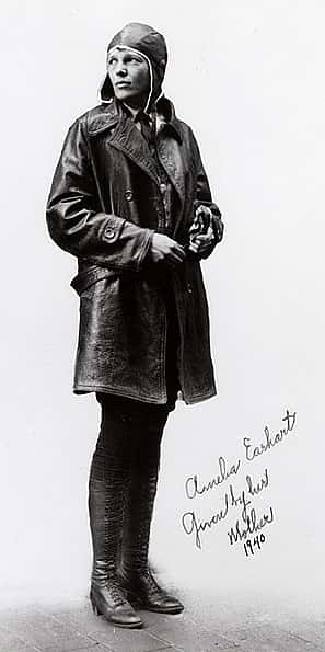 Amelia Earhart wearing trans-Atlantic flight jacket, ca. 1932. Smithsonian National Air and Space Museum, Washington, DC. NASM 78-16945