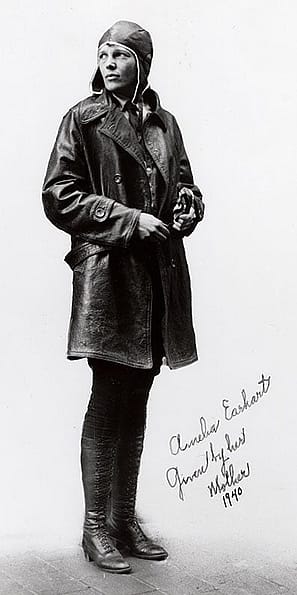 Amelia Earhart wearing trans-Atlantic flight jacket, ca. 1932. Smithsonian National Air and Space Museum, Washington, DC. NASM 78-16945