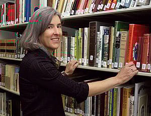 Author Mary Robinson, Housel Director of the McCracken Research Library.