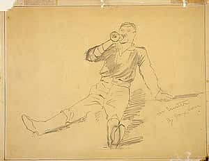 Treasures blog 090: Sketch of bugler. 27.71.1