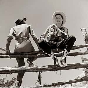 Photo by Nina Leen, Peter Stackpole, and Cornell Capa for Life Magazine. Photo taken between 1947-48 at the opening of the Flying L Ranch in Texas, which included a celebratory cowgirl fashion event.