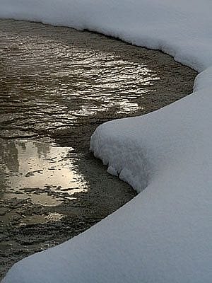 Winter in Yellowstone: warm water and cold snow
