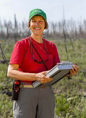 Ecologist Monica Turner conducting field research in Greater Yellowstone in July 2021. Photo by Sophia Jaramillo.