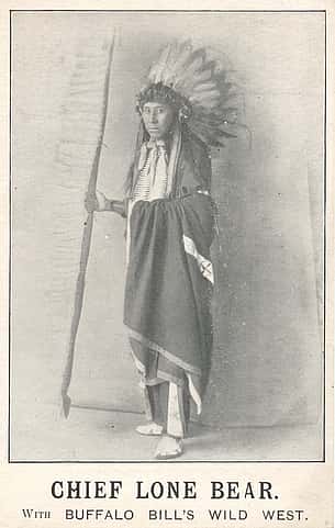 Chief Lone Bear, 1903-1904. Postcard. Image courtesy of author Tom Cunningham.