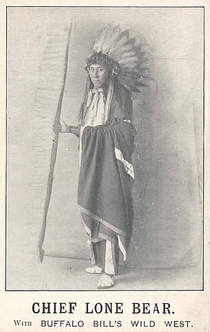 Chief Lone Bear, 1903-1904. Postcard. Image courtesy of author Tom Cunningham.