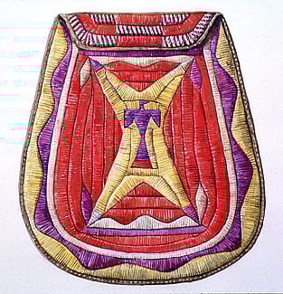 Untitled, Cheyenne (Tsistsistas) Quillwork Bag. Watercolor on paper, c. 1924 - 26. Gift of the Carl Spohr Sr. Family. 9.66.5