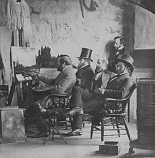 Bierstadt Brothers. BIERSTADT AT HIS EASEL, 1859. Stereograph (detail). Collection of William L. Schaeffer.