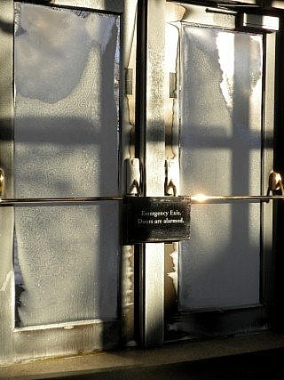 Doors completely frosted over.