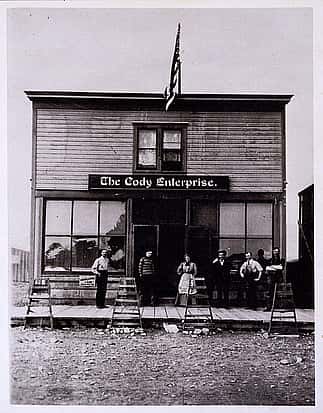 First building of the "Cody Enterprise," photographed ca. 1905. Original Buffalo Bill Museum Collection. P.69.575