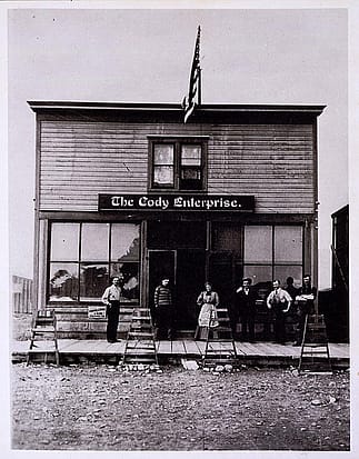 First building of the "Cody Enterprise," photographed ca. 1905. Original Buffalo Bill Museum Collection. P.69.575