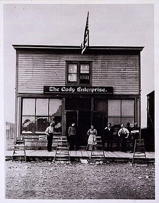 First building of the "Cody Enterprise," photographed ca. 1905. Original Buffalo Bill Museum Collection. P.69.575
