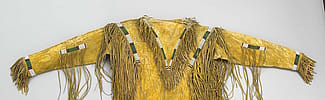 Shirt, ca. 1890. Ute, Northern Plains. Tanned deer hide, pigments, beads. Gift of Mr. J.C. Kid Nichols. NA.202.206 (detail)
