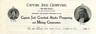 Portion of the letterhead of Crawford's Alaska Prospecting and Mining Corporation, December 15, 1898. MS 322 John Wallace Crawford Collection. MS322.03.09.06