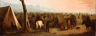 Alfred Jacob Miller (1810-1874). Our Camp, ca. 1846-1860. Oil on canvas, 26.375 x 36 inches. Gift of The Coe Foundation. 11.70 (detail)
