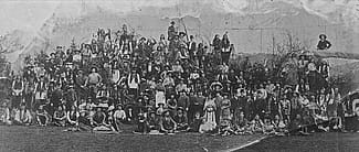 Fig. 7: Buffalo Bill's Wild West show cast and personnel, Earl's Court, London, England, May 1887. MS 6 William F. Cody Collection, McCracken Research Library. P.6.205