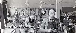 Victor Alexander at the California Saddle Shop, ca. 1936-39. Gift of Audrey Alexander Sommer. MS 60 Victor Alexander Collection, McCracken Research Library. P.60.87 (detail)