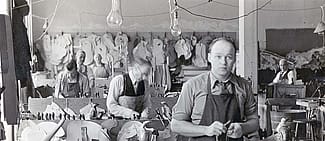 Victor Alexander at the California Saddle Shop, ca. 1936-39. Gift of Audrey Alexander Sommer. MS 60 Victor Alexander Collection, McCracken Research Library. P.60.87 (detail)