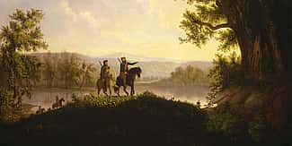 Thomas Mickell Burnham (1818-1866). "The Lewis and Clark Expedition," ca. 1850. Oil on canvas, 36.125 x 48.5 inches. Museum purchase. 21.78 (detail)