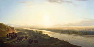 William Jacob Hays (1830–1875). A Herd of Bison Crossing the Missouri River, 1863. Oil on canvas. . Gertrude Vanderbilt Whitney Trust Fund Purchase. 3.60