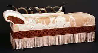 "Daybed" (1998) by Custom Leather and Saddlery, Bartlesville, Oklahoma. [Please note, image in print magazine was split across a two-page spread; alignment here slightly flawed.] 1.69.5754