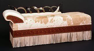 "Daybed" (1998) by Custom Leather and Saddlery, Bartlesville, Oklahoma. [Please note, image in print magazine was split across a two-page spread; alignment here slightly flawed.] 1.69.5754