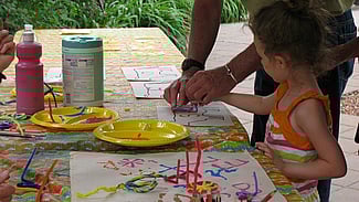 Niece painting at museum