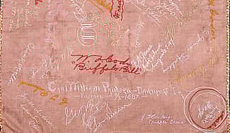 Pillow cover embroidered by Annie Oakley. 1.69.2120