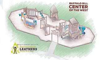 Sketch of American West-themed playground at Center of the West