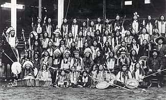 From this photograph of the Indians in Buffalo Bill's Wild West at Chicago in 1893, it's clear that Native Americans formed a large and integral part of the Wild West. If they hadn't been able to perform, the show would have suffered immensely. MS71 Vincent Mercaldo Collection. P.71.1563