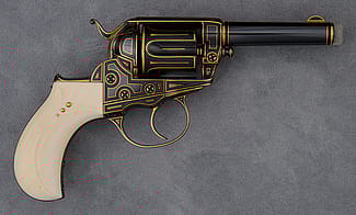 Colt Model 1877 Thunderer double-action revolver, embellished by Robert Wielgus, 2004-2006. Gift of Raymond J. Wielgus. 2010.17.36.1