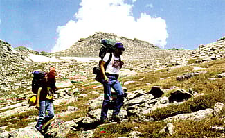 Hiking in Beartooth Mountains. National Park Service photo.