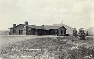 The Buffalo Bill Museum in Cody, soon after its 1927 completion. Log cabins served as icons of American energy and self reliance. F.J. Hiscock, Photographer. Mary Jester Allen Collection. P.41.502