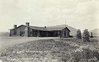 The Buffalo Bill Museum in Cody, soon after its 1927 completion. Log cabins served as icons of American energy and self reliance. F.J. Hiscock, Photographer. Mary Jester Allen Collection. P.41.502