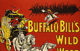 Buffalo Bill’s Wild West poster featuring the Deadwood Stagecoach, Weiners Litho Co., 1905, lithograph, 30 x 30 inches. Buffalo Bill Museum Purchase, Mary Jester Allen Fund. 1.69.6022